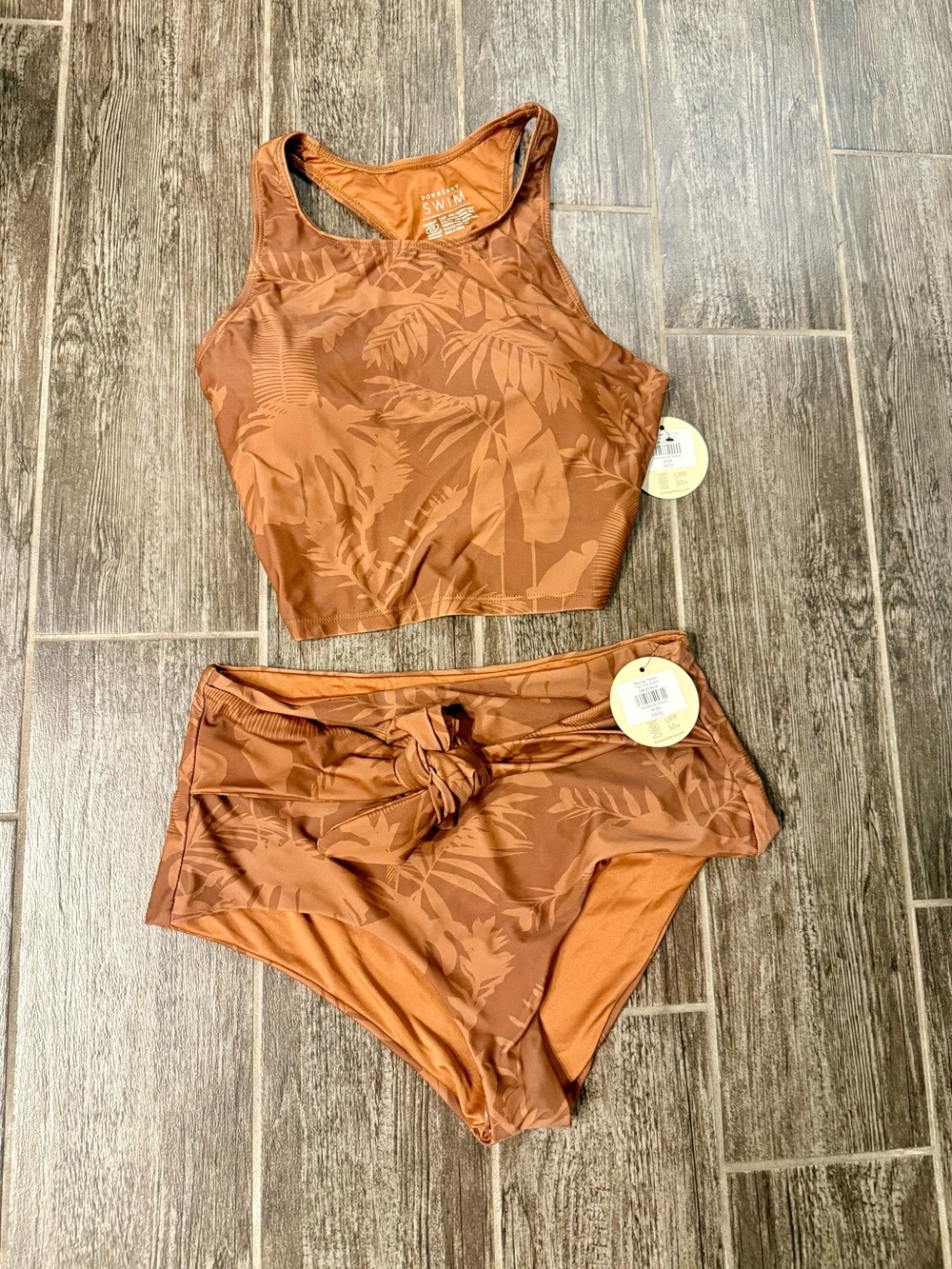 NWT size large camel two piece swimsuit
